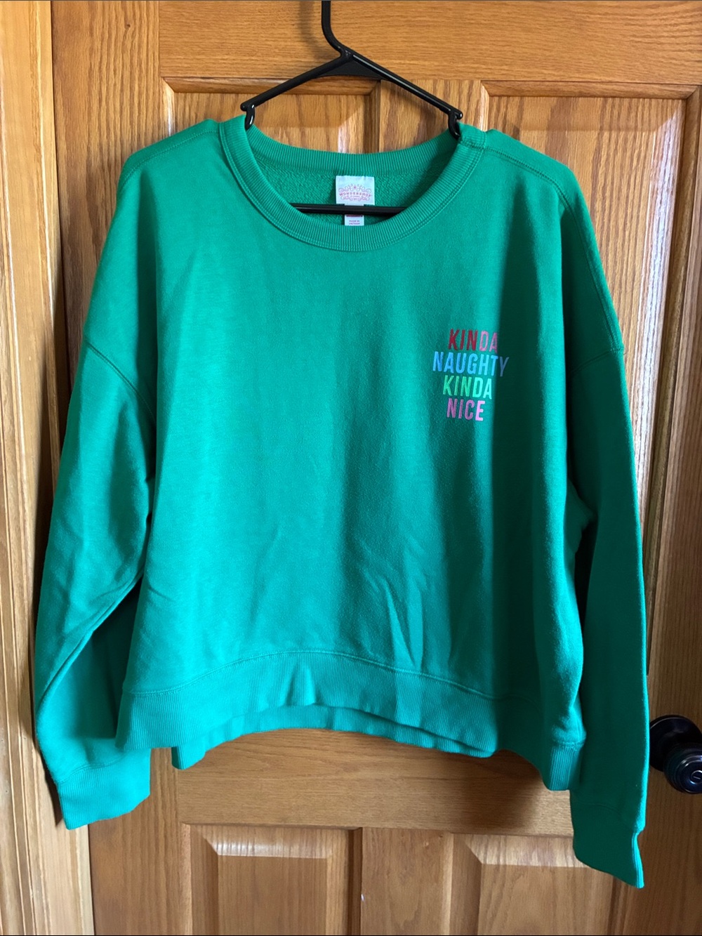Wondershop Green Crewneck with Multicolor Chest Lettering